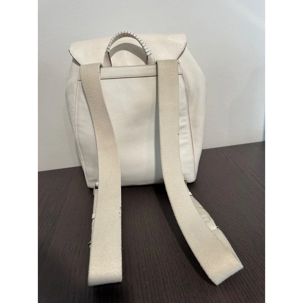 Nordstrom Pebbled Leather Flap Backpack‎ Women OS Off White Minimalist Chic